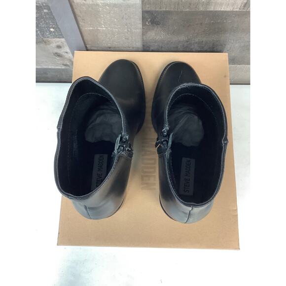 Steve Madden Women's 7.5M Black Leather Jozie Ankle Bootie Block Heels LM3-15 - Picture 5 of 10